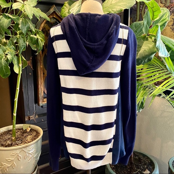 Anthropologie navy stripe hoodie zip sweater - Picture 8 of 9